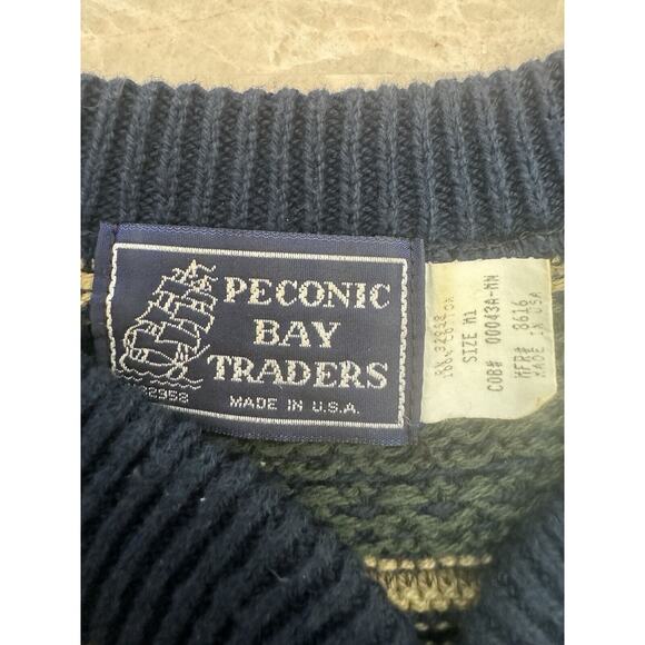 Peconic Bay Traders Sweater Men's L Multicolor Striped Long Sleeve Ribbed - Picture 4 of 11